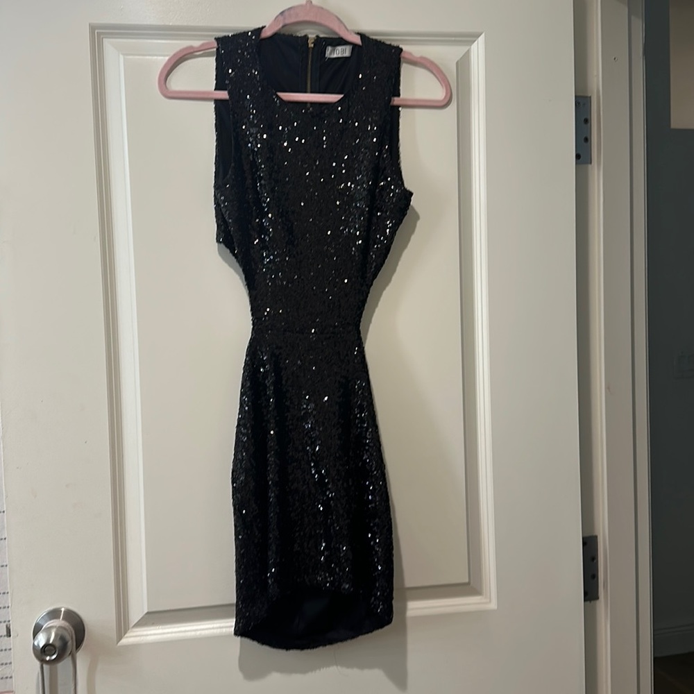 Tobi black sequin cutout mini dress
